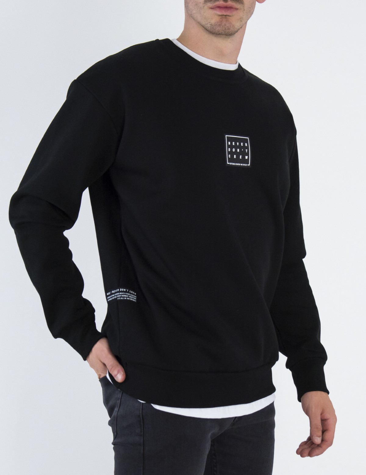 NDC ανδρικό μαύρο φούτερ με τύπωμα 2311120B φωτογραφία